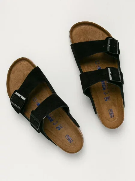 Birkenstock papuci din piele Arizona negru