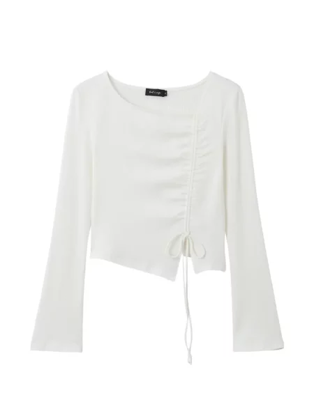 Długa sznurek ściągający bluzka Tout A Coup biała