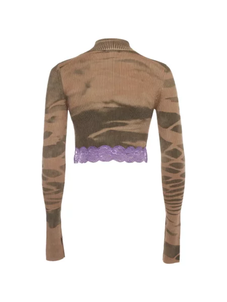 Top Diesel cu imagine din dantelă cu model camuflaj maro