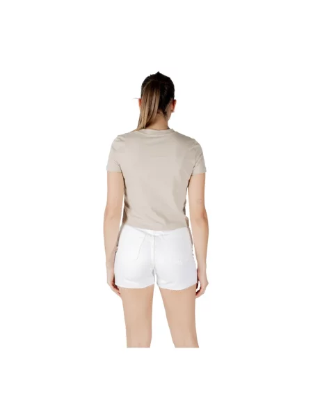 Koszulka Calvin Klein Jeans o krotszym kroju z krótkim rękawem beżowa