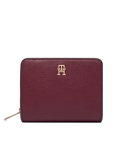 Tommy Hilfiger Pénztárca Th Icon Med Za W/ Flap Seasonal Bordó