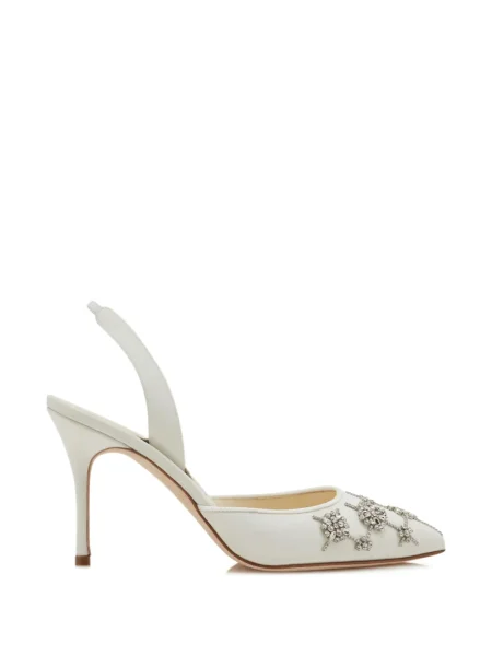 Pantofi cu toc Manolo Blahnik slingback alb