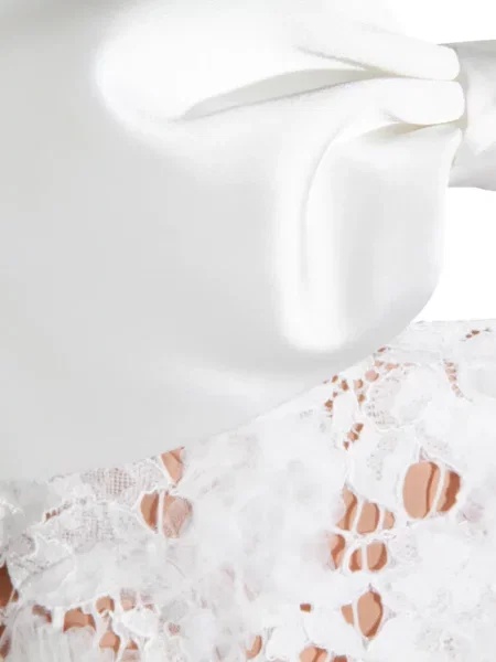 Sukienka mini Self-portrait z kokardką koronkowa garniturowa biała