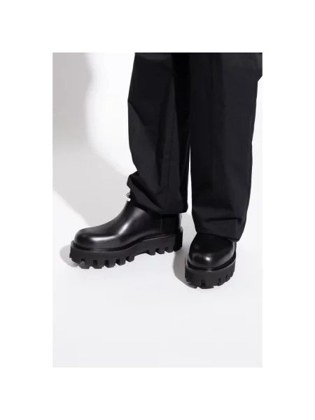 Botki Alexander Mcqueen skórzane na platformie czarne