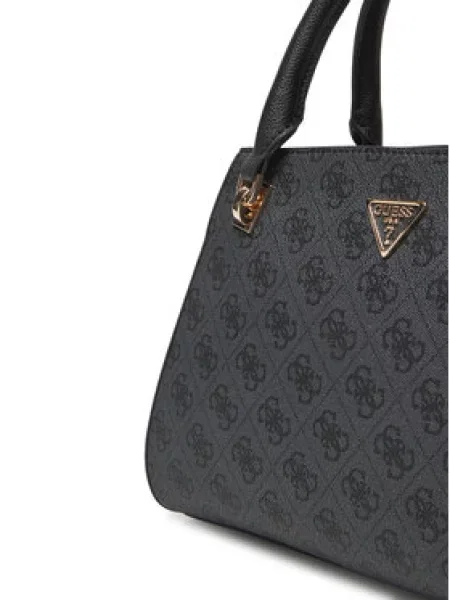 GUESS Ručna torbica NOELLE II LUXURY SATCHEL tamno smeđa / grafit siva