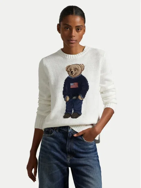 Polo Ralph Lauren Sveter námornícka modrá / námornícka modrá / hnedá biela