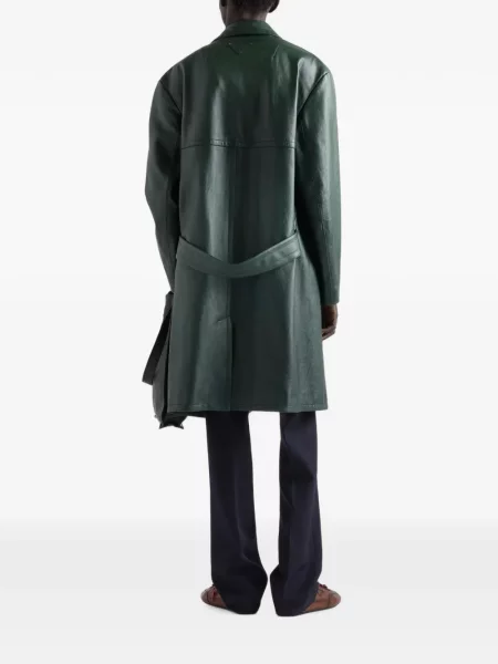 Palton Prada din piele verde