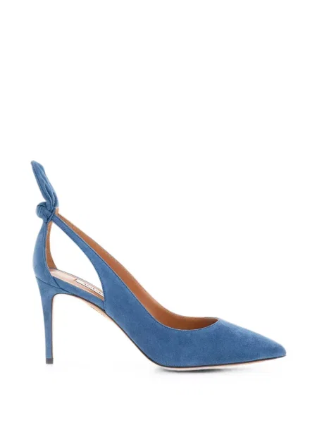 Papuci tip mules Aquazzura cu funde albastru