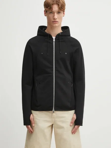 Bombažen pulover Heliot Emil s kapuco črna