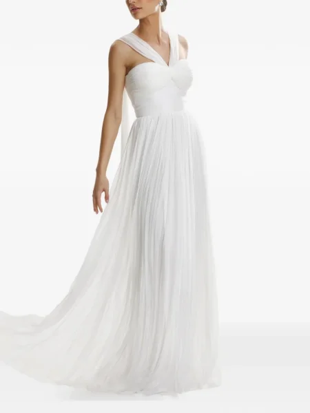 Rochie maxi Framboise plisată de costum alb