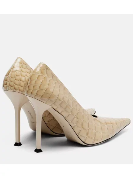 Pantofi cu toc Christen din piele de lac bej