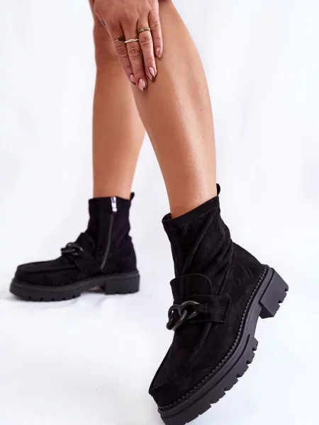 Botine Kesi din piele de căprioară negru