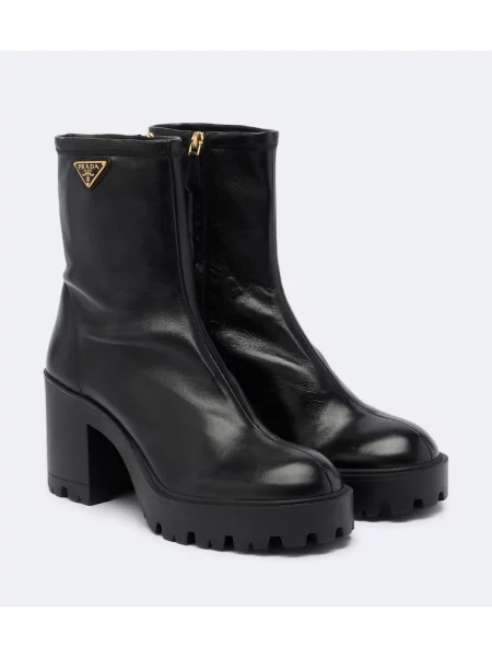 Cizme scurte Prada din piele negru