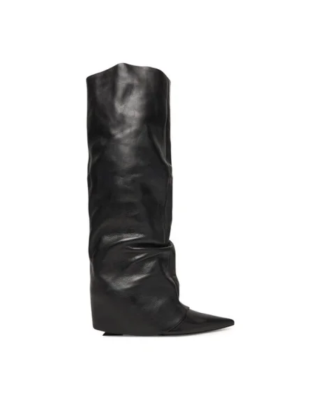Naked Wolfe bőr cowboy csizma Stated éksarkú Stated Black Leather fekete