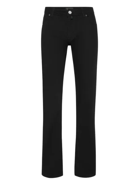 Blugi Billionaire cu broderie cu 5 buzunare negru