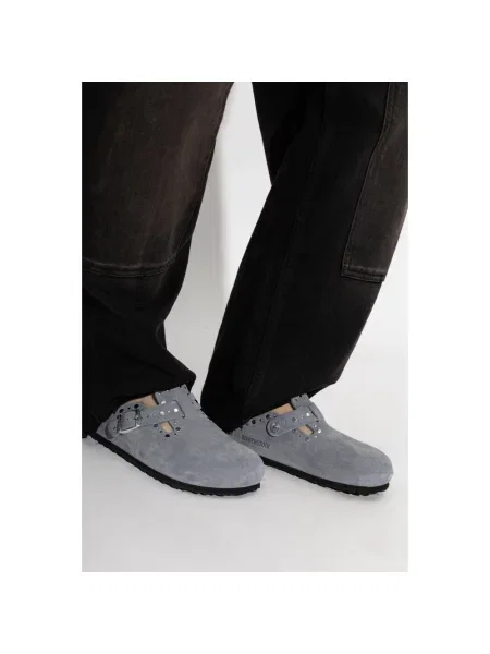 Klapki Birkenstock zamszowe niebieskie