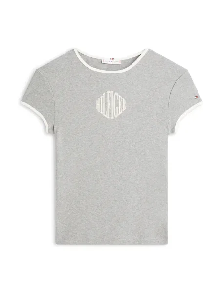 TOMMY HILFIGER Majica RINGER bež / siva bela