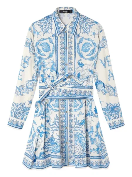 Rochie tip cămașă Versace de costum albastru