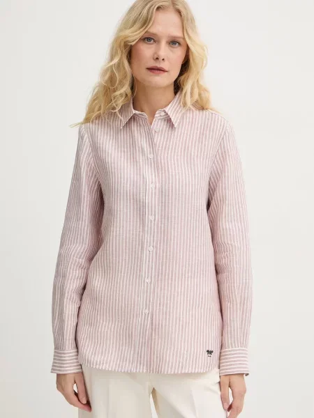 Weekend Max Mara koszula lniana GIURATO różowa