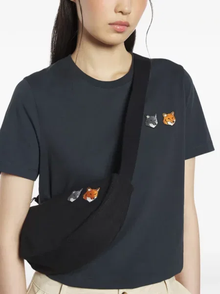 Taška Maison Kitsuné s výšivkou šedá