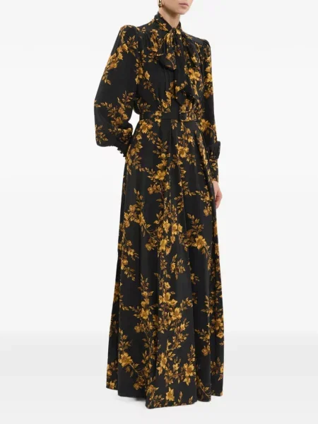 Lung rochie maxi Rebecca Vallance cu model floral negru