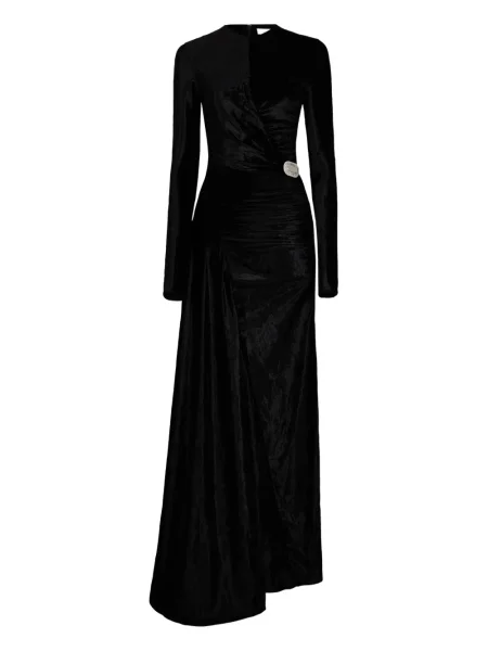 Rochie maxi Rabanne de catifea drapată de costum negru