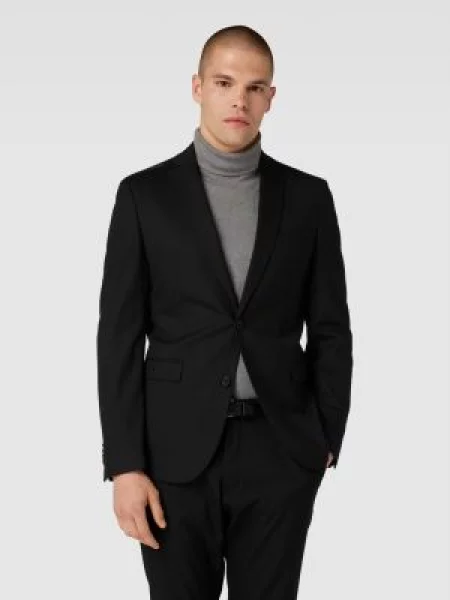 Marynarka zapinana na dwa z kołnierzem z połami model ‘Pure’ S.oliver Black Label czarna