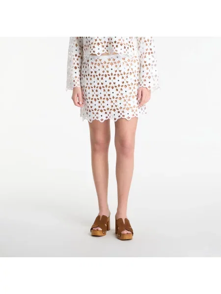 Sukně Michael Kors Mirror-Embellished Floral Crochet Skirt White M bílé