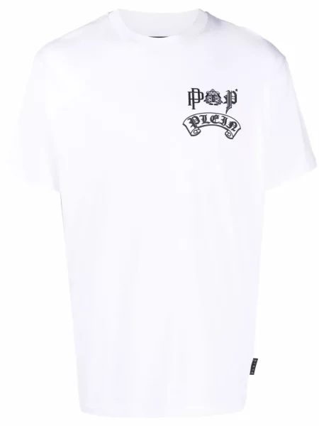 Tričko Philipp Plein s potiskem s kulatým výstřihem bílé