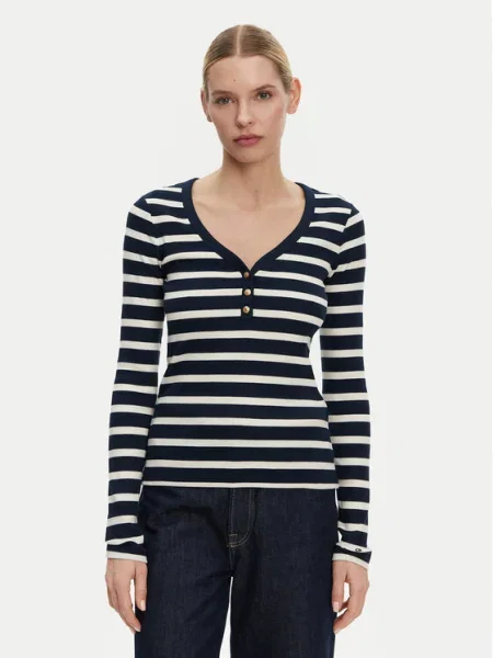 Tommy Hilfiger Bluză Henley Bleumarin