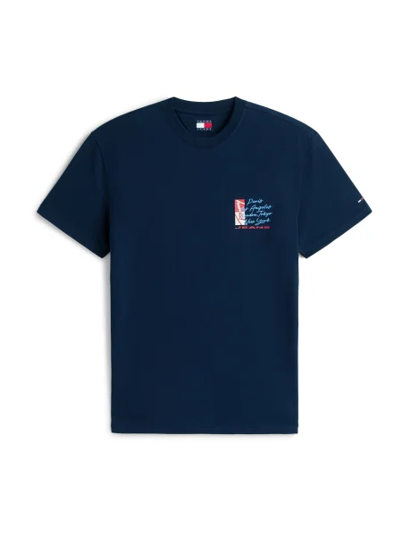 Tommy Jeans Póló tengerészkék / azúr / világospiros fehér