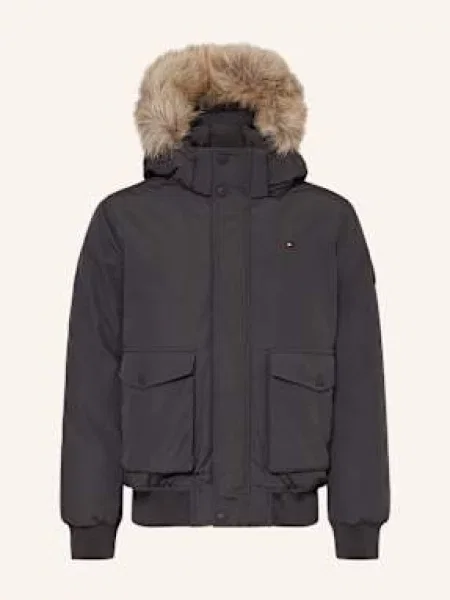 Tommy Hilfiger Bunda S Odnímatelnou Kapucí černá šedá
