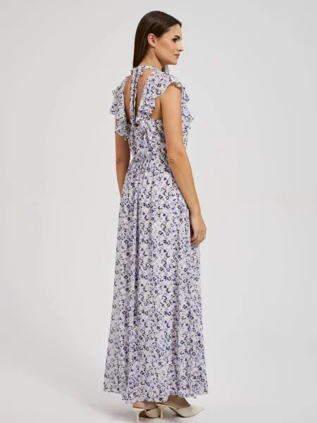 Rochie maxi Moodo cu model floral de costum albastru