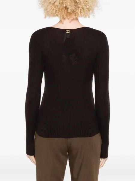Pulover Twinset cu decolteu în V maro