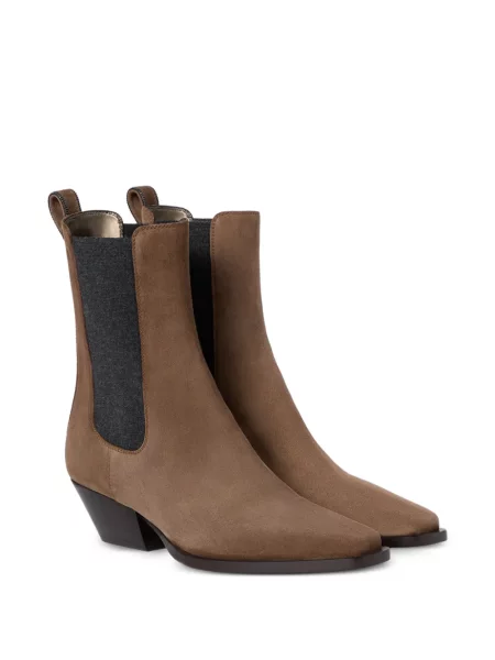 Botine chelsea Brunello Cucinelli din piele de căprioară