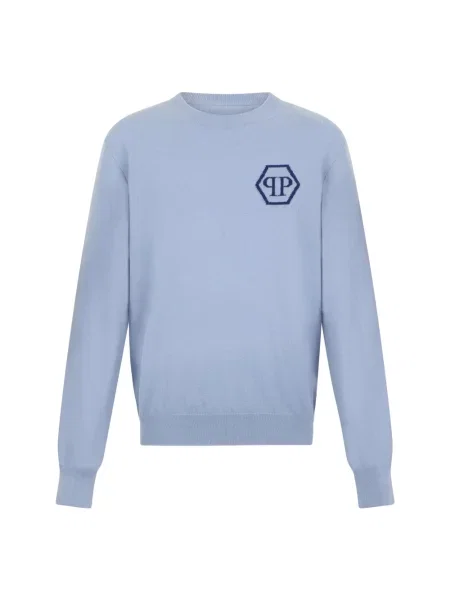 Sweter Philipp Plein żakardowy niebieski