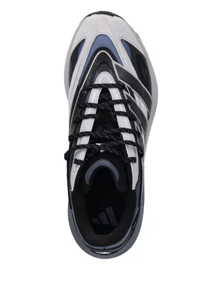 Pruhované kalhoty Adidas s výšivkou na platformě černé