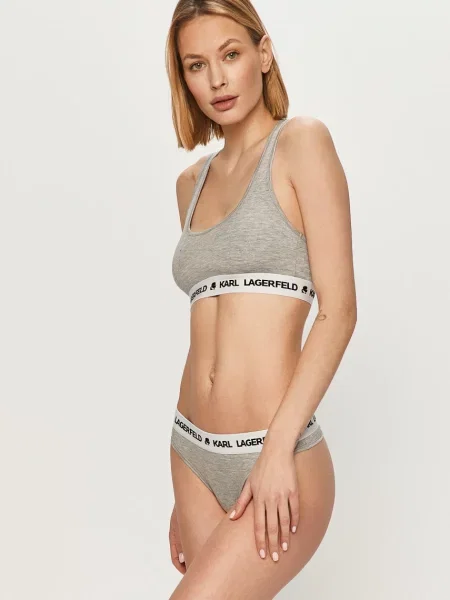 Tanga Karl Lagerfeld šedá bílé