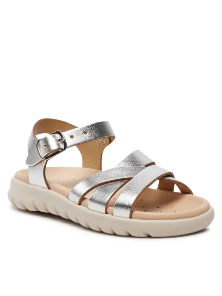 Geox Sandále J Sandal Soleima Gir M Strieborná