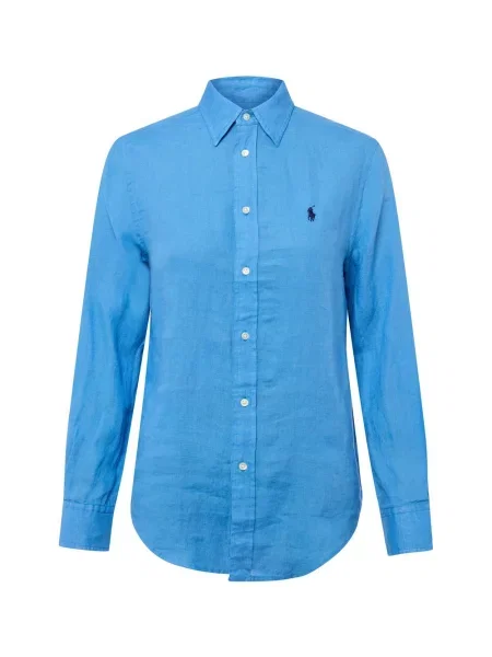 Lniana koszula Polo Ralph Lauren niebieska