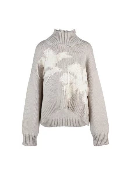 Sweter z golfem Dondup wełniany do golfa beżowy