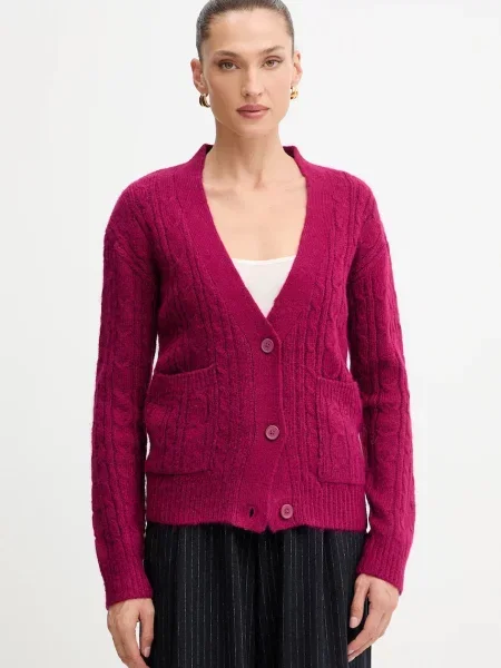 Silvian Heach kardigan z domieszką wełny VALBUENA różowy