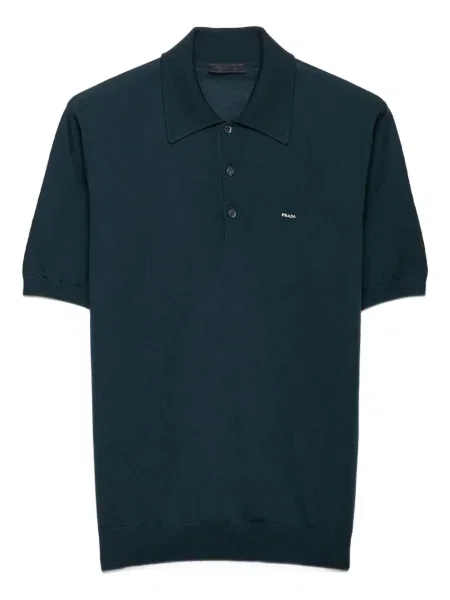 Polo Prada cu broderie de lână verde
