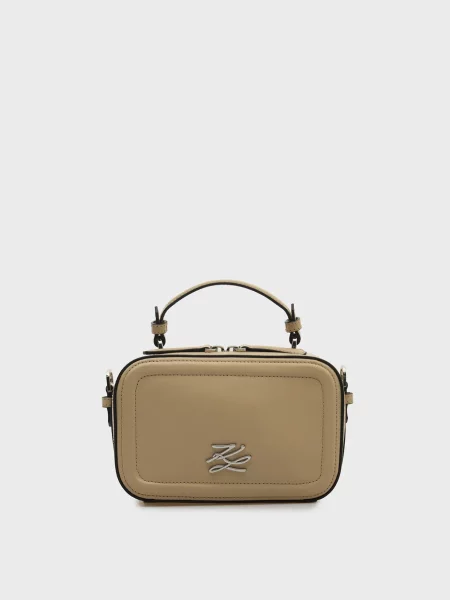 Шкіряна сумка Karl Lagerfeld K/Autograph з автографом бежева