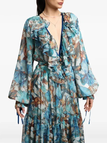 Rochie Miau By Clara Rotescu cu model floral cu imagine albastru