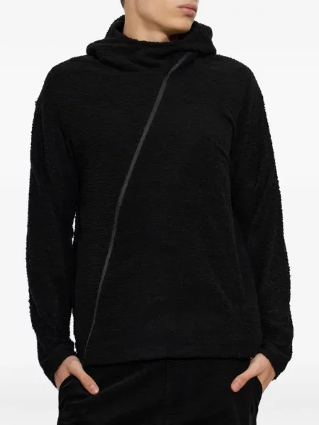 Fleece ασύμμετρο hoodie Post Archive Faction μαύρο