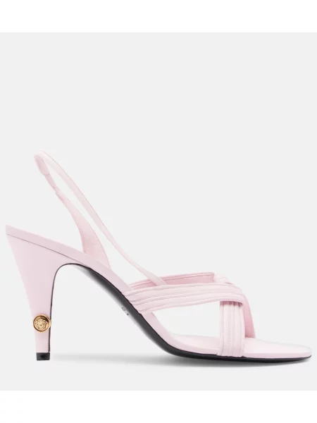 Sandale Versace din piele slingback roz