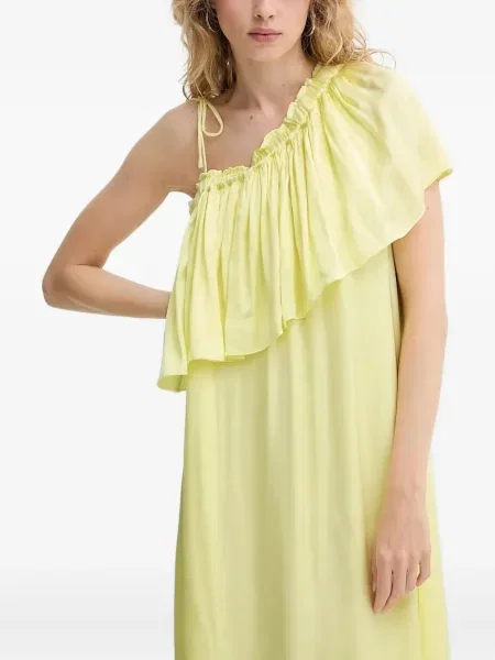 Rochie midi Bruuns Bazaar până la genunchi cu un umăr gol de costum galben
