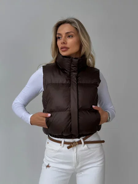 Утеплений жилет Jadone Fashion Skay_chocolate коричневий