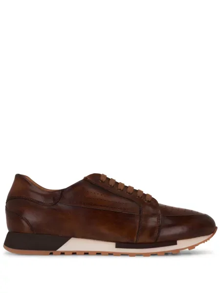 Sneakerși Bontoni cu șireturi din piele maro
